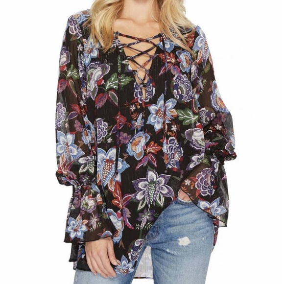Show Me Your Mumu Perveen Pirate Lace-Up Tunic ~ in City Nights Glimmer